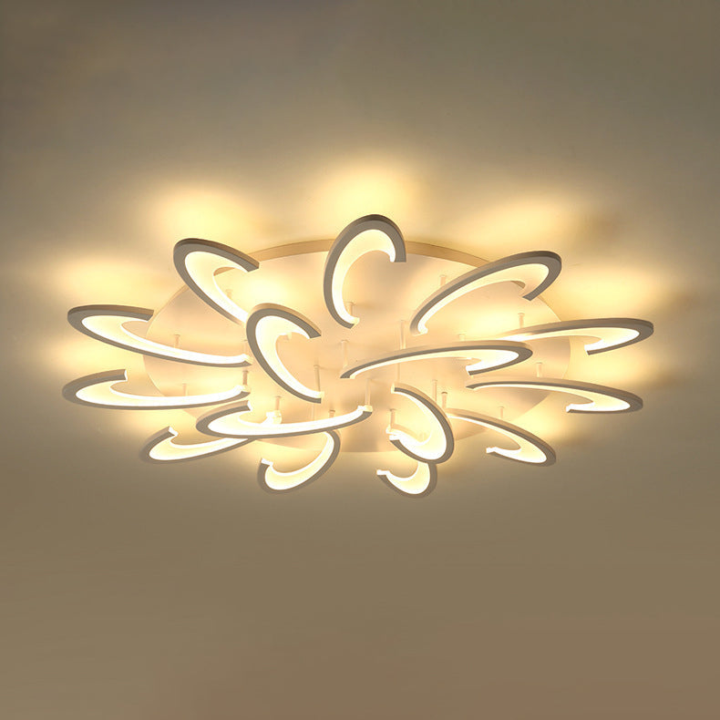 Luz de techo LED de montaje empotrado de hierro acrílico con base redonda de molino de viento ovalado minimalista moderno para sala de estar 
