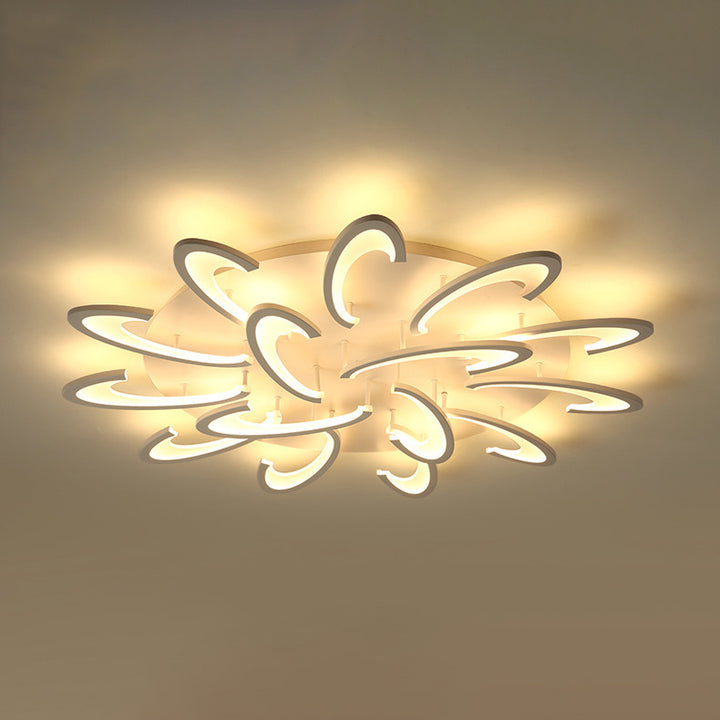 Luz de techo LED de montaje empotrado de hierro acrílico con base redonda de molino de viento ovalado minimalista moderno para sala de estar 