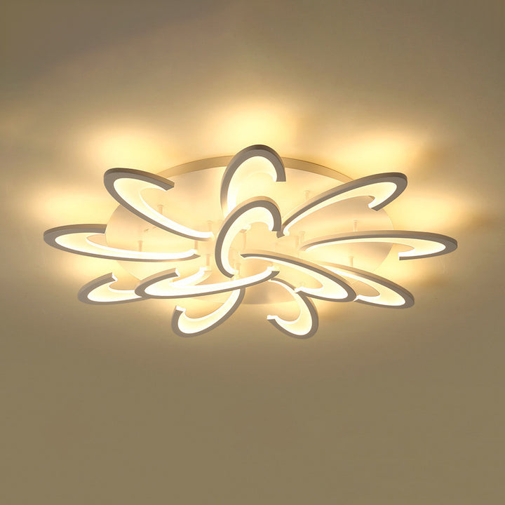 Luz de techo LED de montaje empotrado de hierro acrílico con base redonda de molino de viento ovalado minimalista moderno para sala de estar 