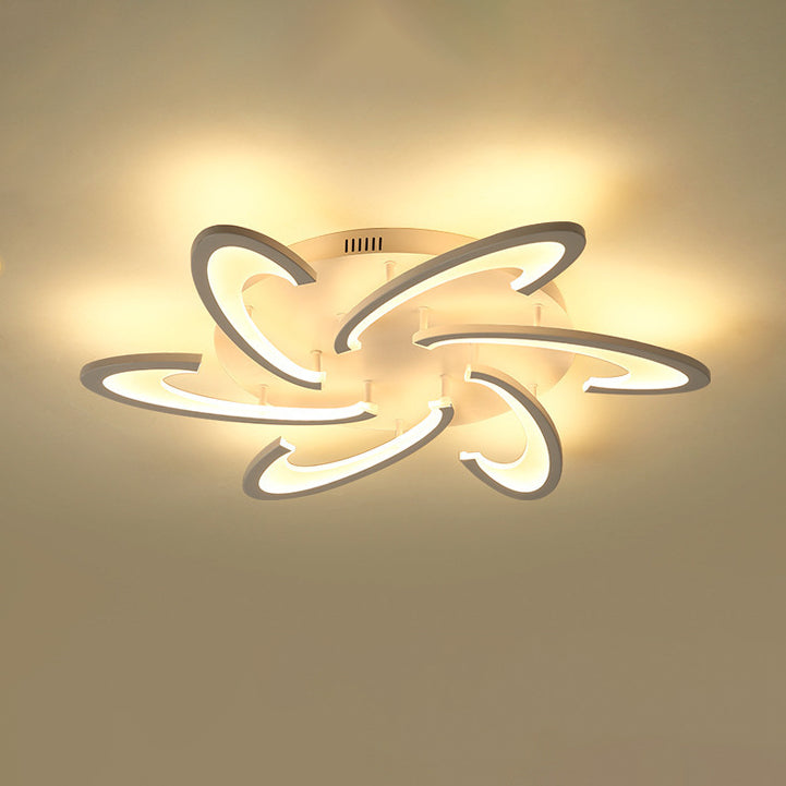 Luz de techo LED de montaje empotrado de hierro acrílico con base redonda de molino de viento ovalado minimalista moderno para sala de estar 