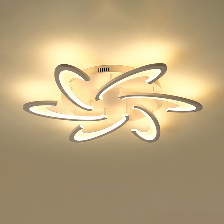 Luz de techo LED de montaje empotrado de hierro acrílico con base redonda de molino de viento ovalado minimalista moderno para sala de estar 