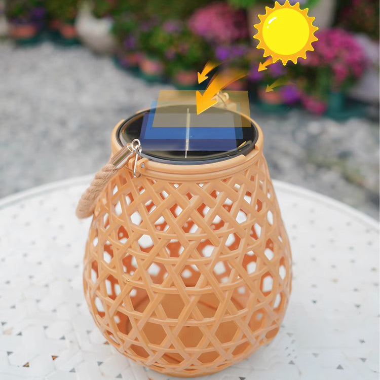 Traditionelle chinesische Solar-Wasserdichte ovale runde hohle Mesh-ABS-LED-Außenlandschaftsleuchte für den Garten 