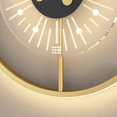 Contemporary Scandinavian Clock Semicircle Iron Acrylic LED Wall Sconce Lamp For Bedroom