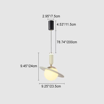 Lumière suspendue LED en aluminium et acrylique avec anneau en orbite cylindrique planétaire minimaliste moderne pour chambre 