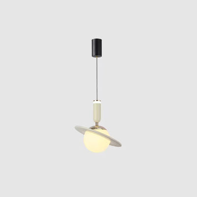 Lumière suspendue LED en aluminium et acrylique avec anneau en orbite cylindrique planétaire minimaliste moderne pour chambre 