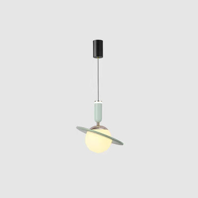 Lumière suspendue LED en aluminium et acrylique avec anneau en orbite cylindrique planétaire minimaliste moderne pour chambre 