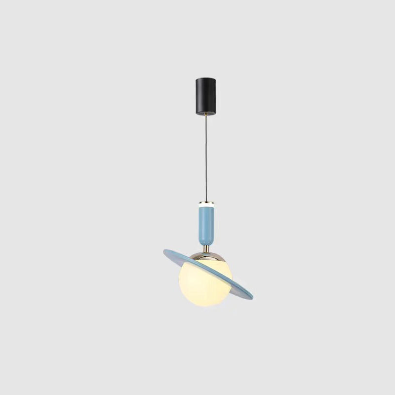 Lumière suspendue LED en aluminium et acrylique avec anneau en orbite cylindrique planétaire minimaliste moderne pour chambre 