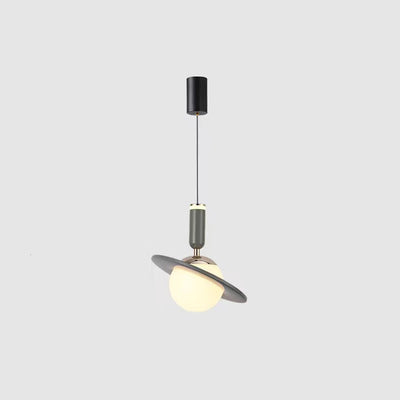 Lumière suspendue LED en aluminium et acrylique avec anneau en orbite cylindrique planétaire minimaliste moderne pour chambre 