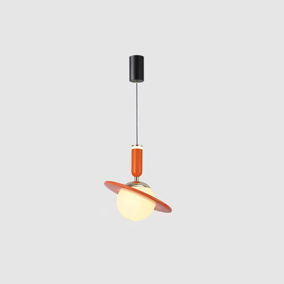Lumière suspendue LED en aluminium et acrylique avec anneau en orbite cylindrique planétaire minimaliste moderne pour chambre 
