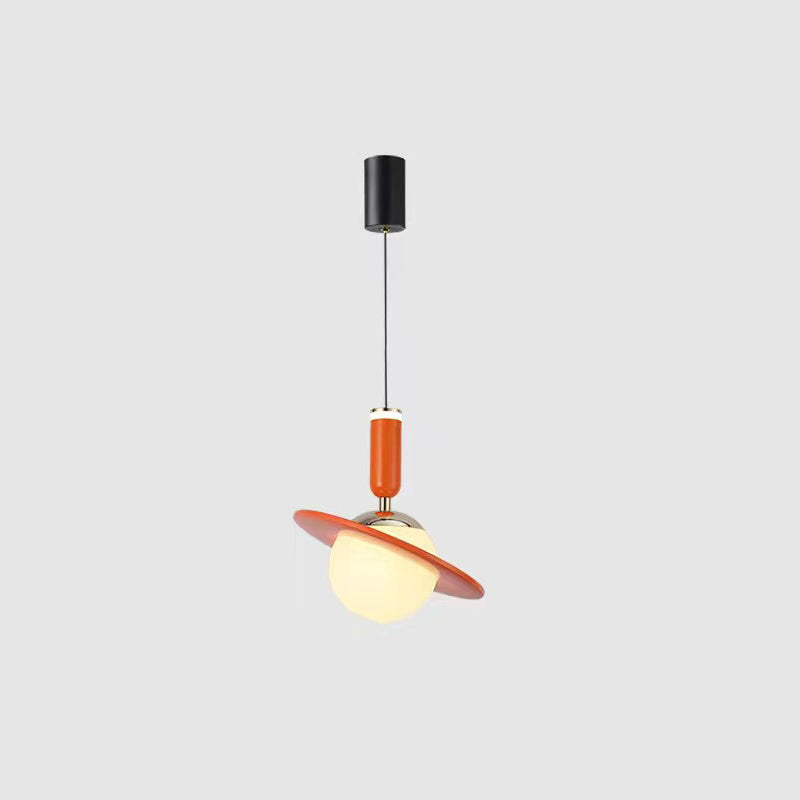 Lumière suspendue LED en aluminium et acrylique avec anneau en orbite cylindrique planétaire minimaliste moderne pour chambre 