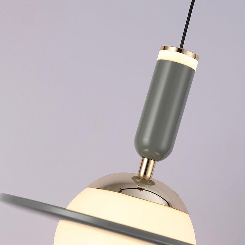 Lumière suspendue LED en aluminium et acrylique avec anneau en orbite cylindrique planétaire minimaliste moderne pour chambre 
