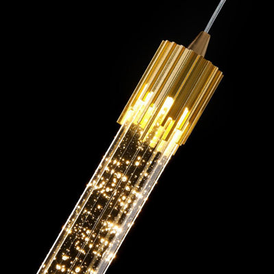 Lustre LED en cristal avec base en disque à bulles cylindriques de luxe moderne pour chambre 