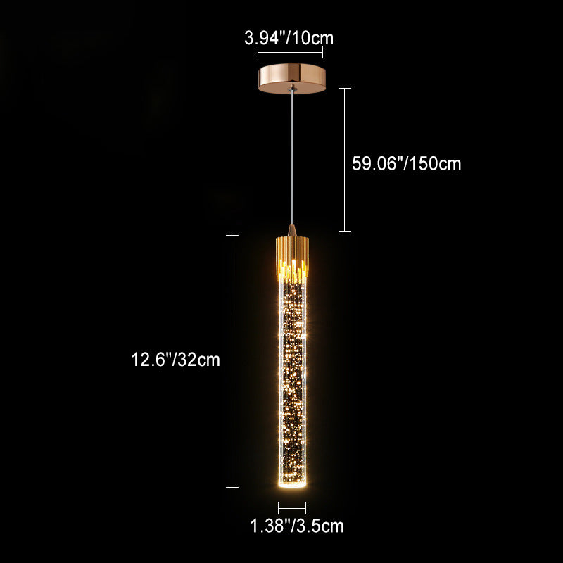 Lustre LED en cristal avec base en disque à bulles cylindriques de luxe moderne pour chambre 