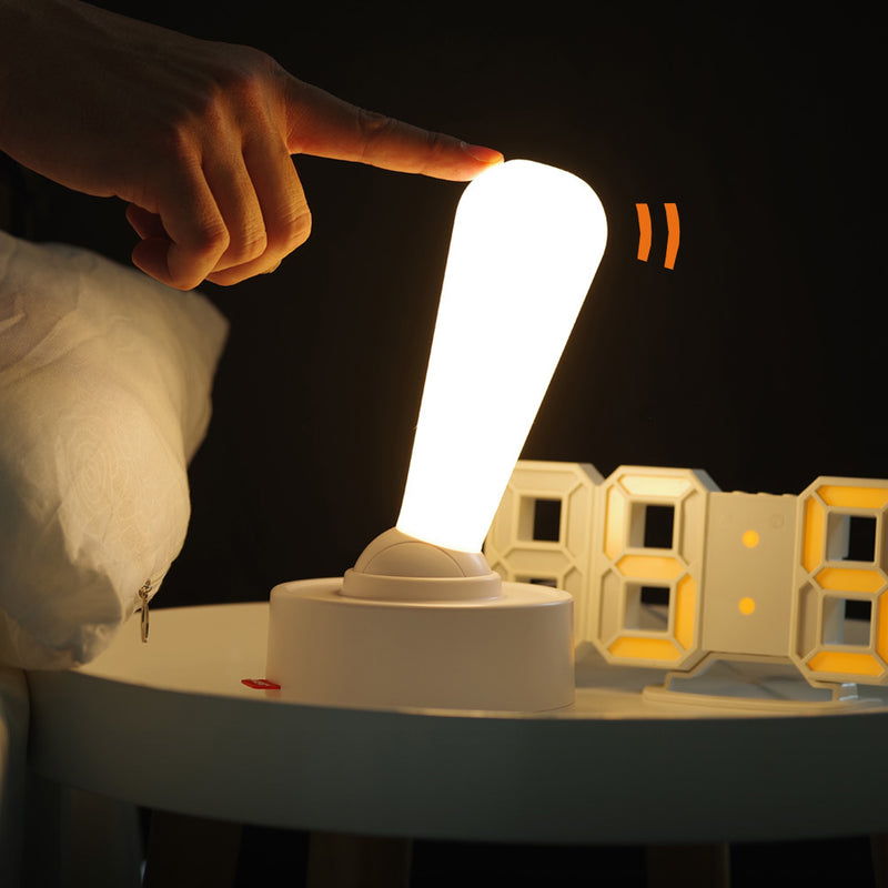 مصباح طاولة LED من السيليكون ABS بقاعدة أسطوانية ومقبض بيضاوي حديث وبسيط لغرفة النوم 