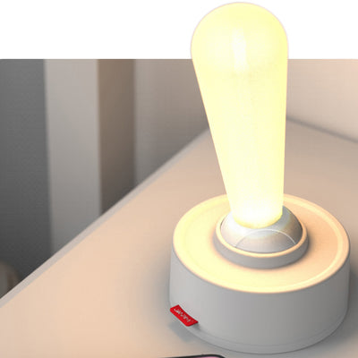 مصباح طاولة LED من السيليكون ABS بقاعدة أسطوانية ومقبض بيضاوي حديث وبسيط لغرفة النوم 