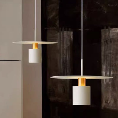 Contemporary Scandinavian Cylinder Disc Dish Iron 1-Light Pendant Light For Living Room