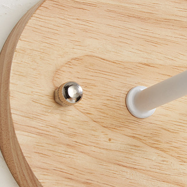 Lampe murale contemporaine scandinave circulaire sphérique avec base en bois et verre à 1 lumière pour chambre 