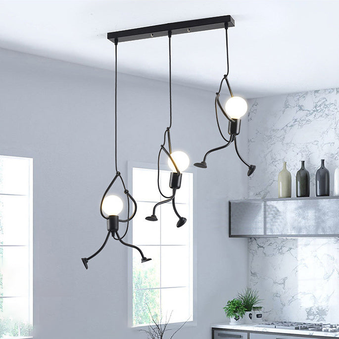 Contemporain Créatif Orbe Cylindre Personnes Fer 1/3 Suspension Luminaire Îlot Pour Salle à Manger 