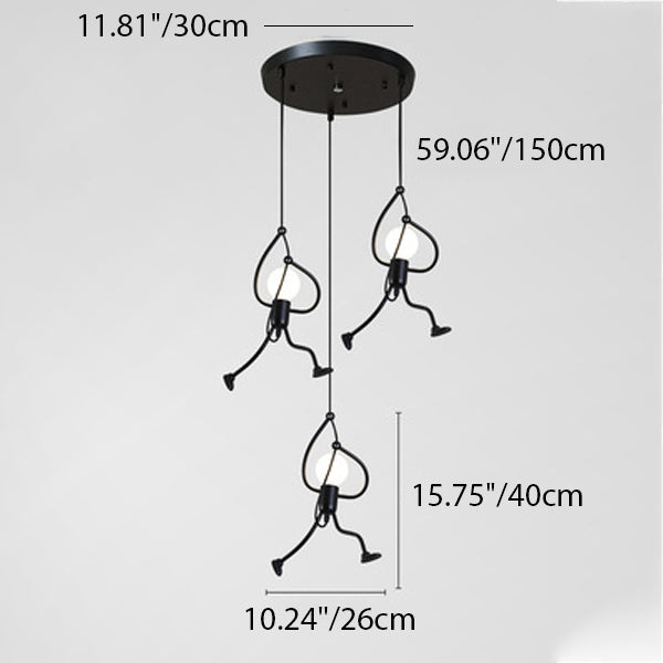 Contemporain Créatif Orbe Cylindre Personnes Fer 1/3 Suspension Luminaire Îlot Pour Salle à Manger 
