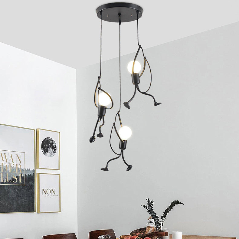 Contemporain Créatif Orbe Cylindre Personnes Fer 1/3 Suspension Luminaire Îlot Pour Salle à Manger 