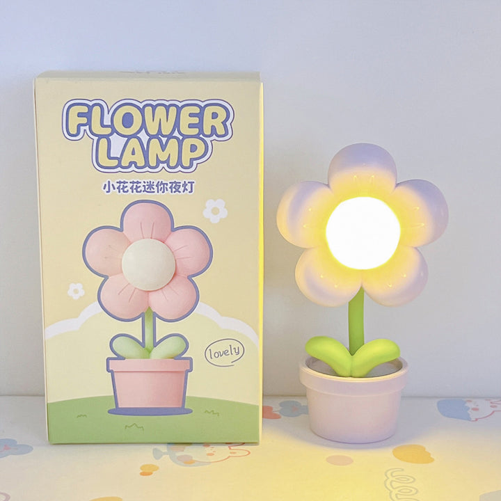 Contemporary Creative Cute Flower Round Table Base ABS PC LED Table Lamp For Bedroom