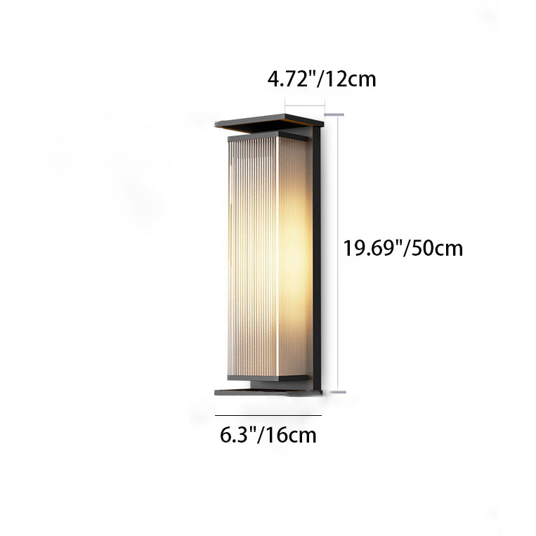 Applique murale extérieure LED en acier inoxydable PC à rayures rectangulaires imperméables solaire minimaliste moderne pour jardin 