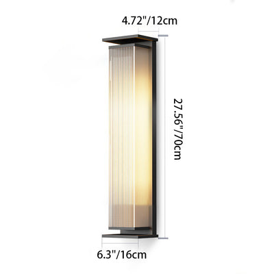 Applique murale extérieure LED en acier inoxydable PC à rayures rectangulaires imperméables solaire minimaliste moderne pour jardin 