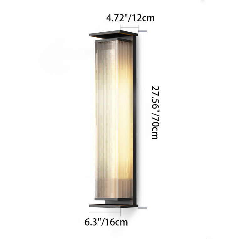 Applique murale extérieure LED en acier inoxydable PC à rayures rectangulaires imperméables solaire minimaliste moderne pour jardin 