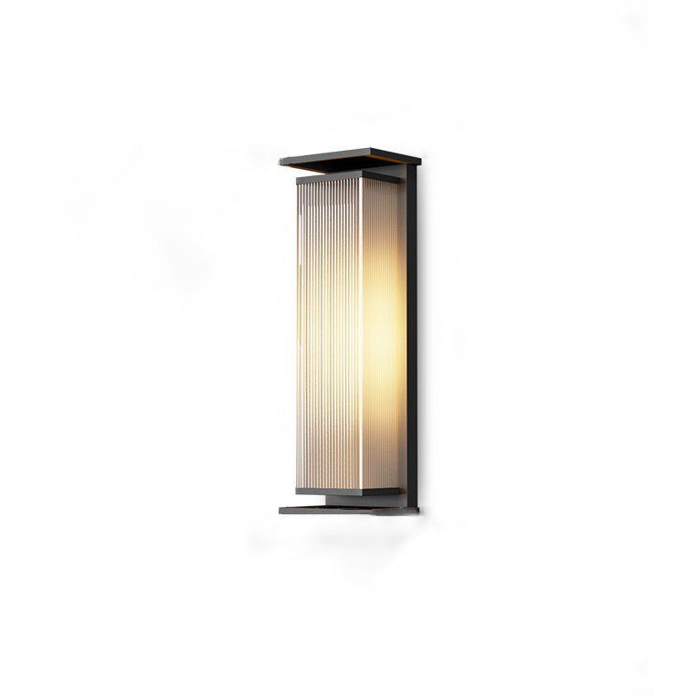 Applique murale extérieure LED en acier inoxydable PC à rayures rectangulaires imperméables solaire minimaliste moderne pour jardin 