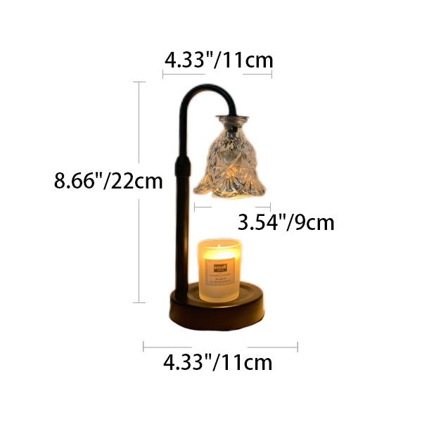 Contemporary Scandinavian Floral Disc Base Iron Wood Glass 1-Light Melting Wax Table Lamp For Bedroom