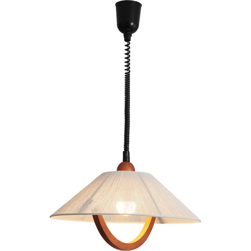 Table ronde vintage traditionnelle en bois courbé demi-ronde réglable avec tissu et suspension 1 lumière pour chambre 