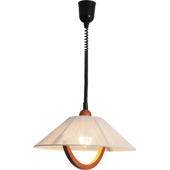 Table ronde vintage traditionnelle en bois courbé demi-ronde réglable avec tissu et suspension 1 lumière pour chambre 