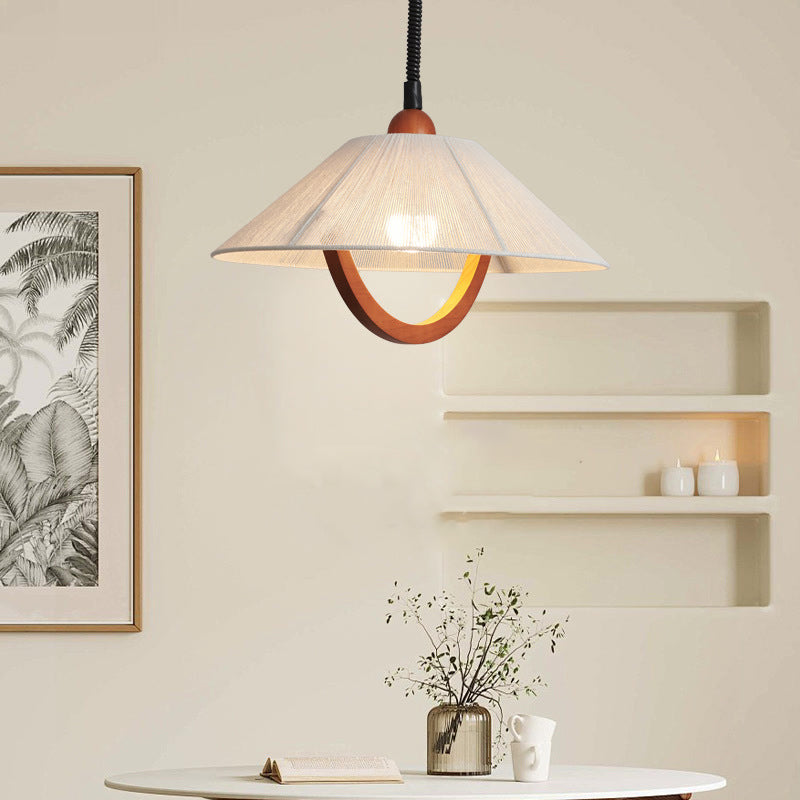 Table ronde vintage traditionnelle en bois courbé demi-ronde réglable avec tissu et suspension 1 lumière pour chambre 