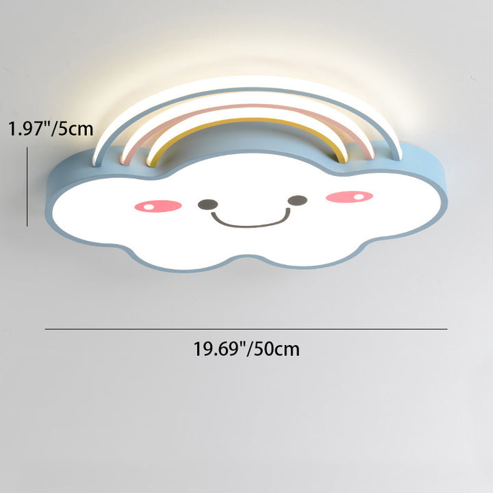Zeitgenössische kreative Kinder Regenbogen Wolken Smiley Eisen Aluminium Acryl LED Deckenleuchte für das Schlafzimmer 