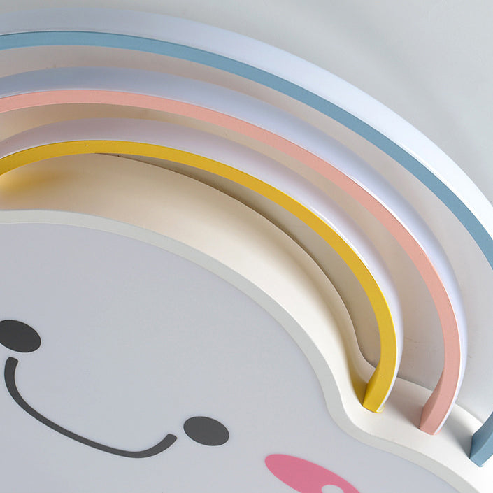 Lumière de plafond LED en aluminium acrylique avec montage affleurant pour chambre à coucher, nuages arc-en-ciel souriant pour enfants créatifs contemporains 