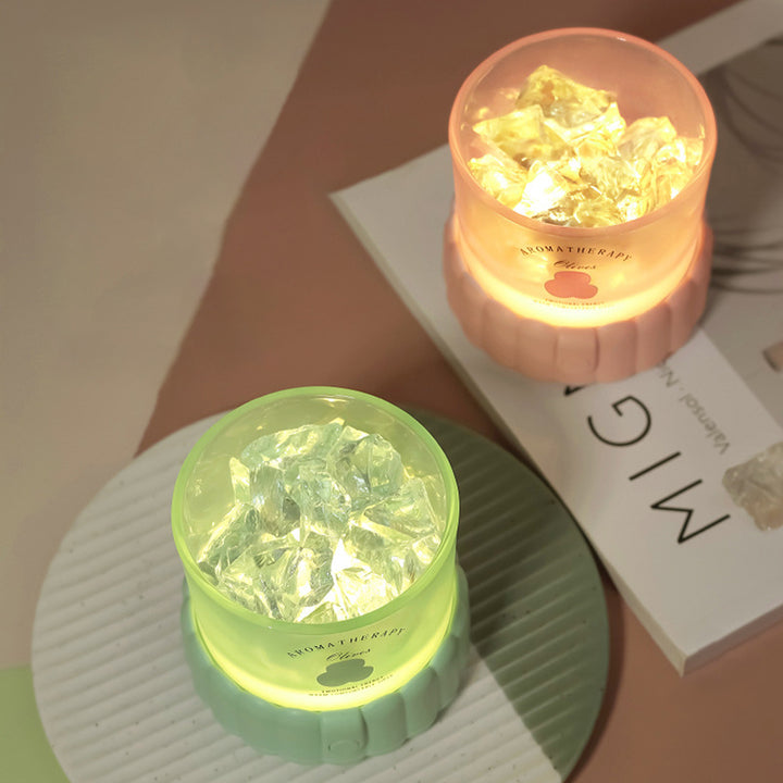 مصباح طاولة LED زجاجي ABS مستدير أسطواني حديث بسيط بحصى لغرفة النوم 
