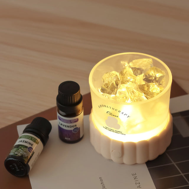 مصباح طاولة LED زجاجي ABS مستدير أسطواني حديث بسيط بحصى لغرفة النوم 