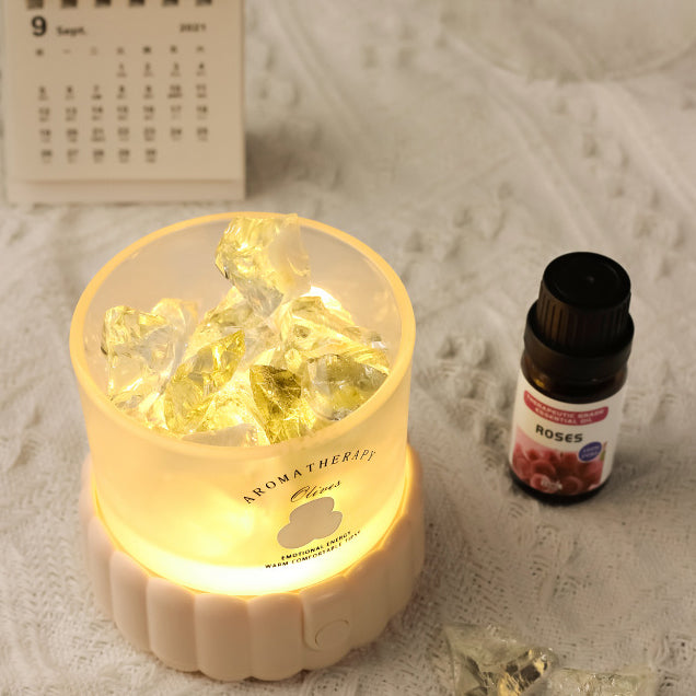 مصباح طاولة LED زجاجي ABS مستدير أسطواني حديث بسيط بحصى لغرفة النوم 