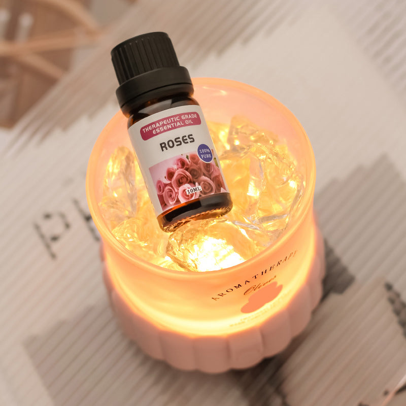 مصباح طاولة LED زجاجي ABS مستدير أسطواني حديث بسيط بحصى لغرفة النوم 