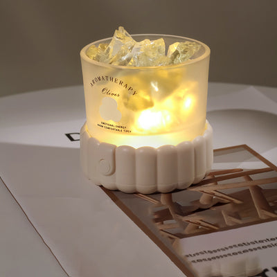 مصباح طاولة LED زجاجي ABS مستدير أسطواني حديث بسيط بحصى لغرفة النوم 