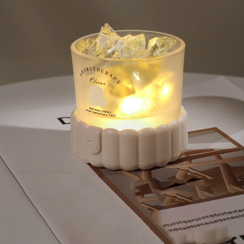 مصباح طاولة LED زجاجي ABS مستدير أسطواني حديث بسيط بحصى لغرفة النوم 