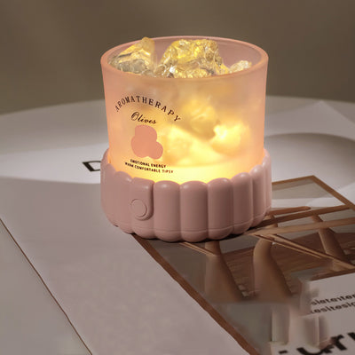 مصباح طاولة LED زجاجي ABS مستدير أسطواني حديث بسيط بحصى لغرفة النوم 