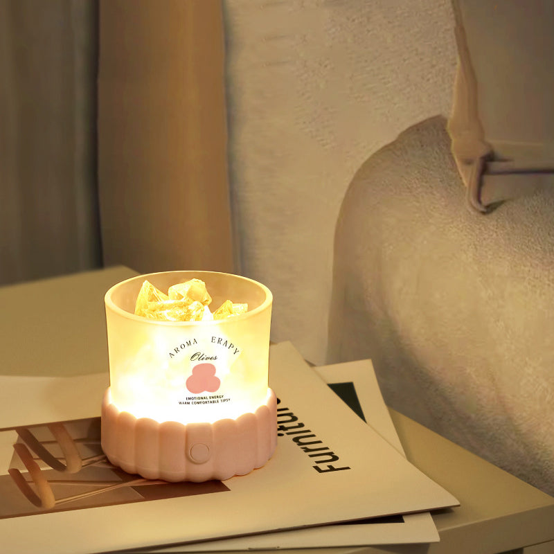 مصباح طاولة LED زجاجي ABS مستدير أسطواني حديث بسيط بحصى لغرفة النوم 