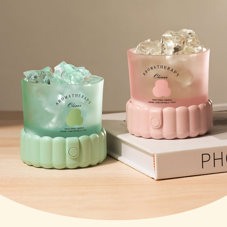 مصباح طاولة LED زجاجي ABS مستدير أسطواني حديث بسيط بحصى لغرفة النوم 