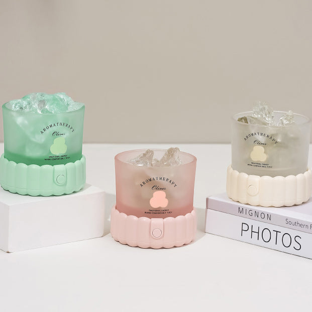 مصباح طاولة LED زجاجي ABS مستدير أسطواني حديث بسيط بحصى لغرفة النوم 