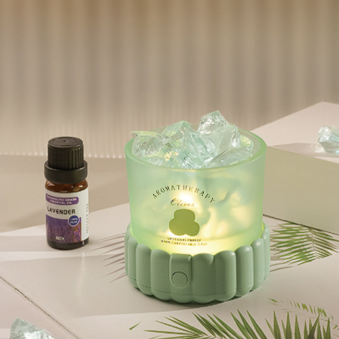 مصباح طاولة LED زجاجي ABS مستدير أسطواني حديث بسيط بحصى لغرفة النوم 