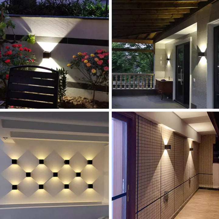 Moderne minimalistische wasserdichte quadratische rechteckige Aluminium-LED-Wandleuchte für das Wohnzimmer 