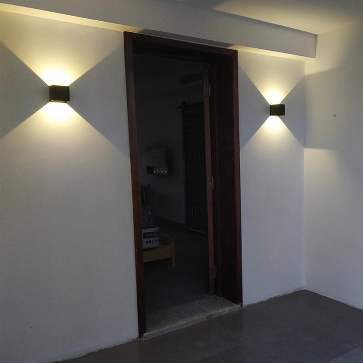 Moderne minimalistische wasserdichte quadratische rechteckige Aluminium-LED-Wandleuchte für das Wohnzimmer 