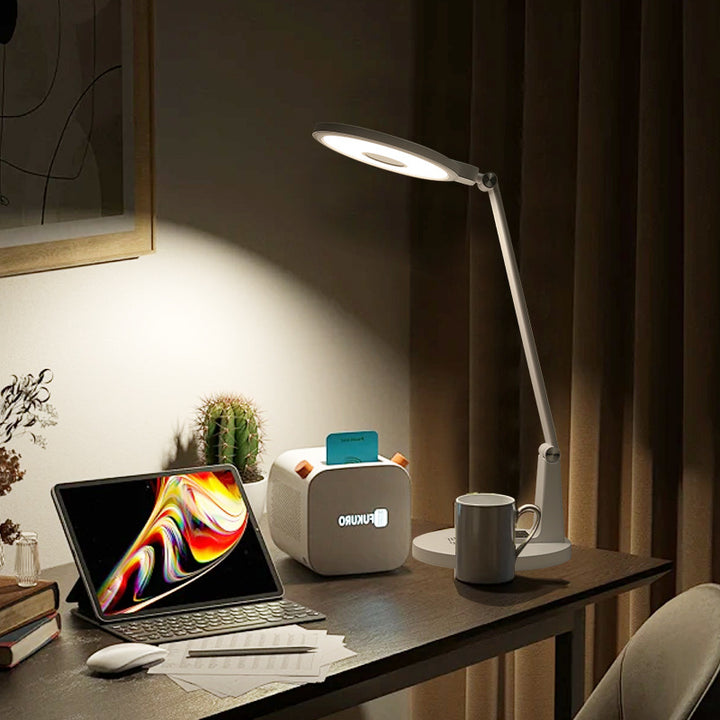 مصباح طاولة LED قابل للتعديل من الألومنيوم ABS بتصميم مستطيل دائري حديث بسيط لغرفة النوم 