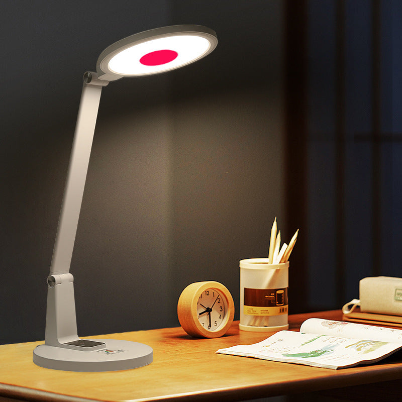 مصباح طاولة LED قابل للتعديل من الألومنيوم ABS بتصميم مستطيل دائري حديث بسيط لغرفة النوم 